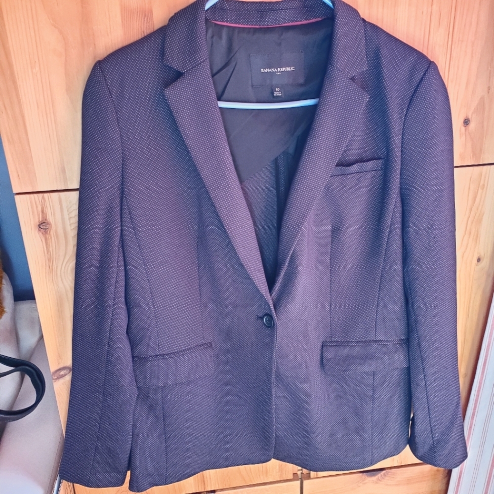 Banana Republic Women's Dark Navy Dotted Knit Blazer size 10